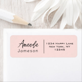 Etiqueta Mínimo Mínimo Simples, Rosa Esbranquiçada Casual