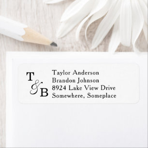 Etiqueta Mínimo Monograma Ampersand White Wed Address