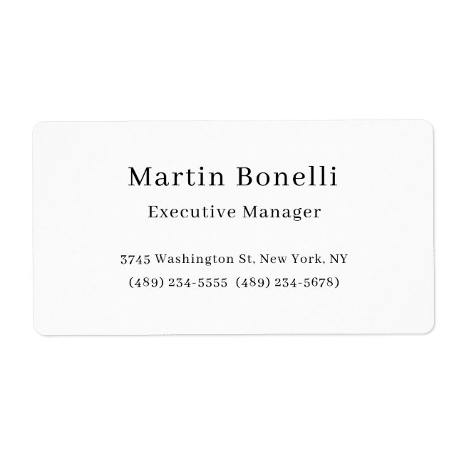 Etiqueta Mínimo Simples de Tendência Preta e Branca (Frente)