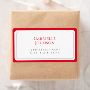 Etiqueta Mínimo White e Cherry Red Endereço de retorno