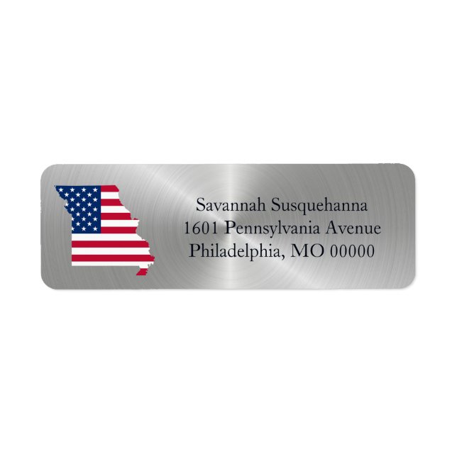 Etiqueta Missouri Silver State American Flag Patriotic (Frente)