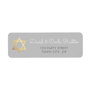 Etiqueta Mitzvah DOURADO do bar da ESTRELA DE DAVID -