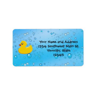 Etiqueta Miúdos personalizados do pato bolhas azuis de
