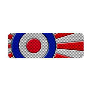 Etiqueta Mod Roundel Sunburst Design em Estilo de Fibra de 