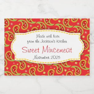 Etiqueta modelada paisley do mincemeat do Natal