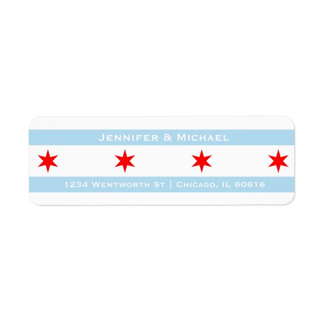 Etiqueta Modelo da bandeira de Chicago | Estrelas Vermelhas (Frente)