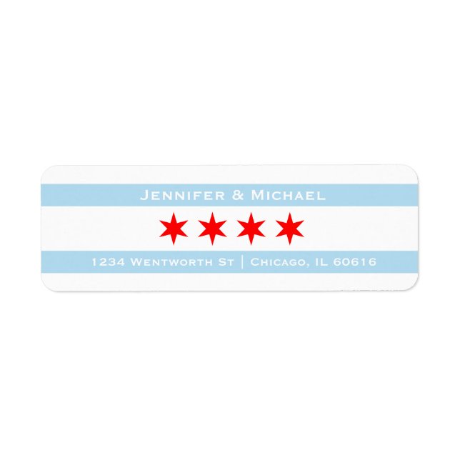 Etiqueta Modelo da bandeira de Chicago | Estrelas Vermelhas (Frente)