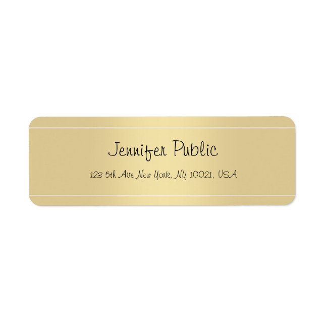 Etiqueta Modelo de Dourado Script Elegante Moderno de Calig (Frente)