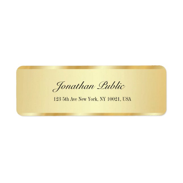 Etiqueta Modelo de Endereço de Devolução Chic Luxo Dourado  (Frente)