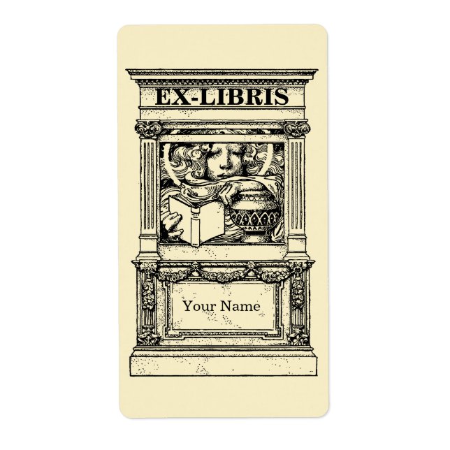 Etiqueta Modelo de Ex Libris de Colunas Clássicas (Frente)