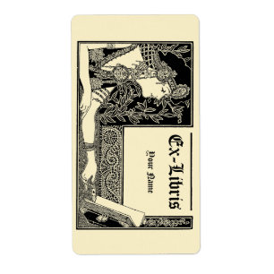 Etiqueta Modelo de Ex Libris em Estilo Art Déco Antigo