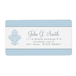 Etiqueta Modelo De Padrões Polka-Dot Azul Leve E Wite