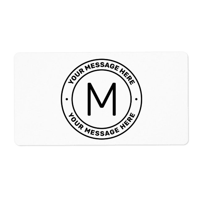 Etiqueta Modelo de Texto Personalizável | Branco e Preto (Frente)