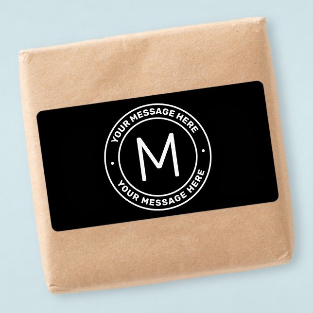 Etiqueta Modelo de Texto Personalizável | Preto e branco (Criador carregado)