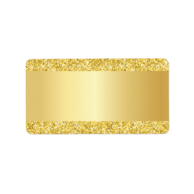 Etiqueta Modelo Dourado Gradiente e Plano de Fundo Glitter (Frente)