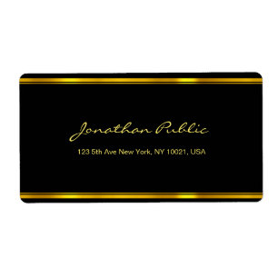 Etiqueta Modelo Elegante de Endereço de Envio em Dourado Ch