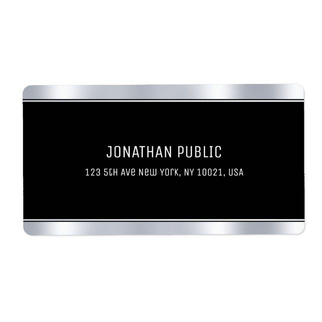 Etiqueta Modelo Modern da Prata Negra Glam (Frente)