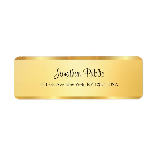 Etiqueta Modelo personalizado com script Dourado Faux (Frente)