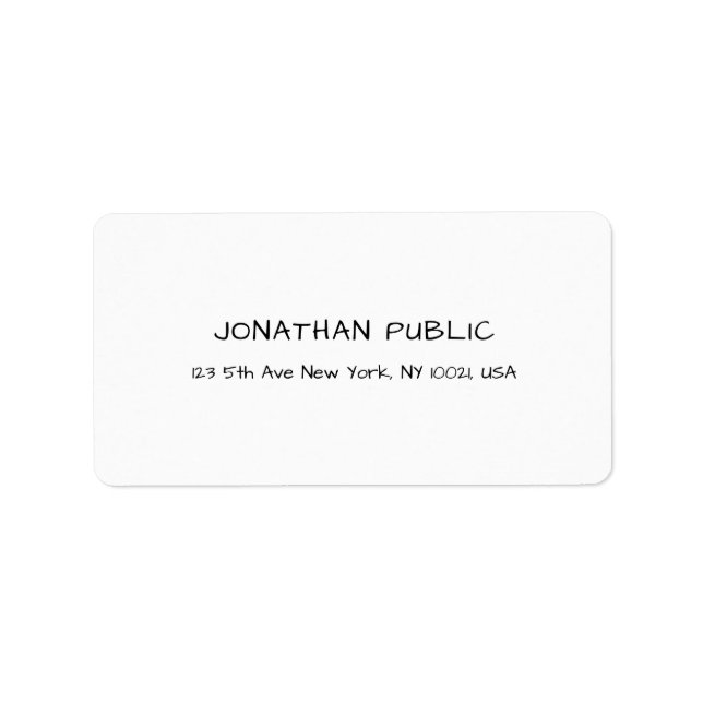 Etiqueta Modelo profissional branco elegante Limpo moderno (Frente)