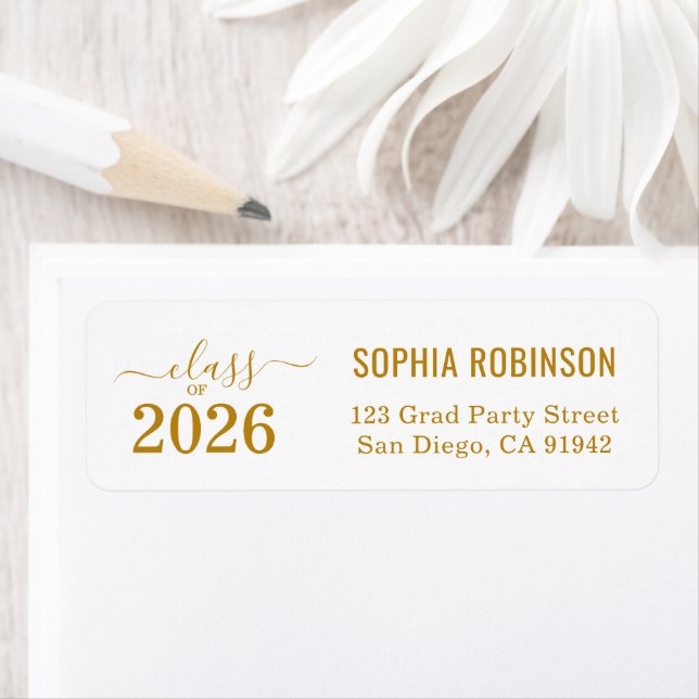 Etiqueta Modern 2026 Gold Script Typography Graduation (Insitu)