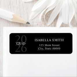 Etiqueta Modern Black and White Graduation Return Address