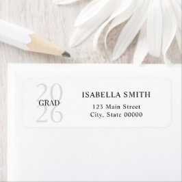 Etiqueta Modern Black and White Graduation Return Address