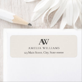 Etiqueta Modern Black Ivory Elegant Monogram Return Address