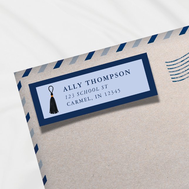 Etiqueta Modern Blue Graduation Cap Tassel  (Modern Blue Graduation Cap Tassel Label)