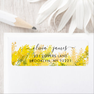 Etiqueta Modern Boho Chic Mostard Yellow Floral Watercolor