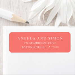 Etiqueta Modern Bold Vibrant Coral Simple Wedding