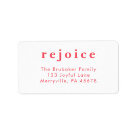 Etiqueta Modern Bright Red Rejoice Christmas Card Address