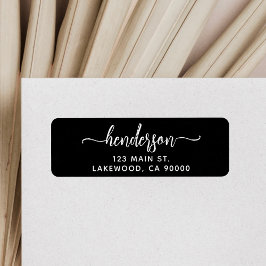 Etiqueta Modern Brush Handwritten Black Return Address