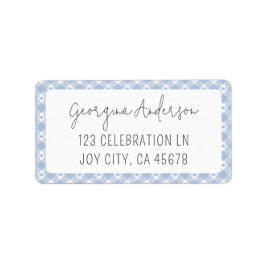 Etiqueta Modern Chic Gingham Pastel Blue Address