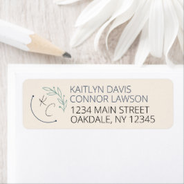 Etiqueta Modern Chic Leaf Monograma Endereço de Devolução d