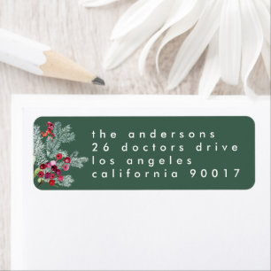 Etiqueta Modern Christmas Green Holiday Return Address