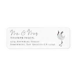 Etiqueta Modern Crane Script Sr. Wedding Return Endereço