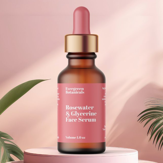 Etiqueta Modern Dusty Rose Cosmetics Dropper Bottle Label (Criador carregado)