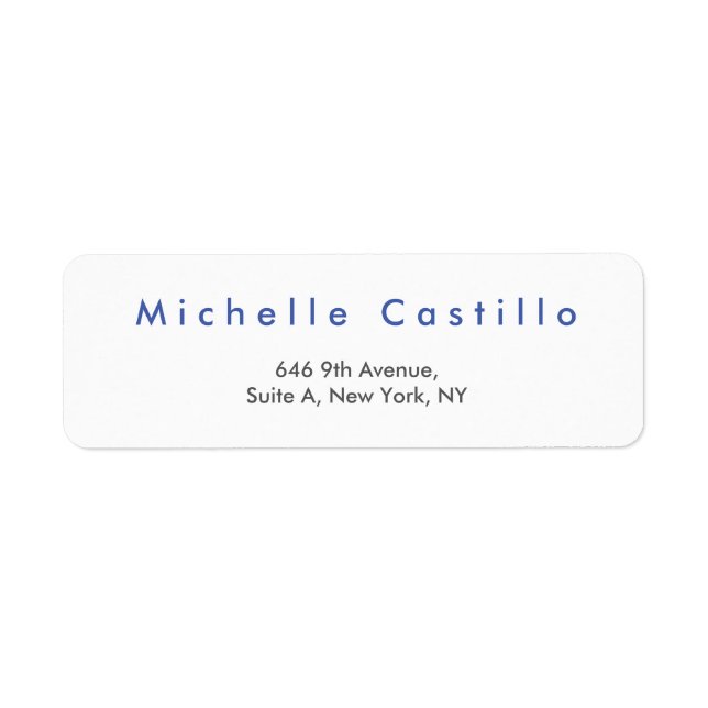 Etiqueta Modern Elegant Blue White Minimalist Plain (Frente)