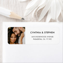 Etiqueta Modern Elegant Simple Photo Wedding Return Address