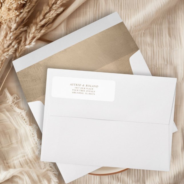 Etiqueta Modern Faux Dourado Calliografia Endereço de Casam (Criador carregado)