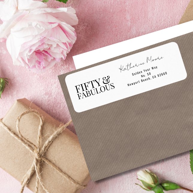 Etiqueta Modern Fifty and Fabulous Bold 50th Birthday Party (Criador carregado)