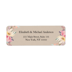 Etiqueta Modern Floral Hochzeit