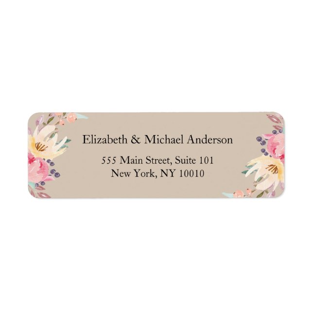 Etiqueta Modern Floral Hochzeit (Frente)
