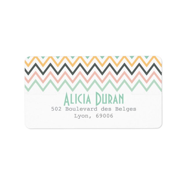 Etiqueta Modern Girly Chevron Zigzag Personalizado (Frente)