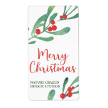 Etiqueta Modern Holly Company Christmas<br><div class="desc">These festive gift tags with a watercolor greenery with red holly berries,  Merry Christmas and your company name would be perfect for sticking onto your employee and customer Christmas gifts.  Get enough for all your presents this year.</div>