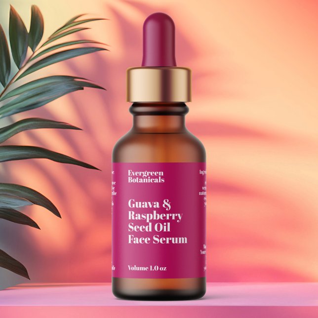 Etiqueta Modern Hot Pink Cosmetics Dropper Bottle Label (Criador carregado)