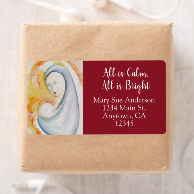 Etiqueta Modern Madonna and Child Shipping Address (Insitu)