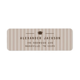 Etiqueta Modern Neutral Stripes Graduation Return Address