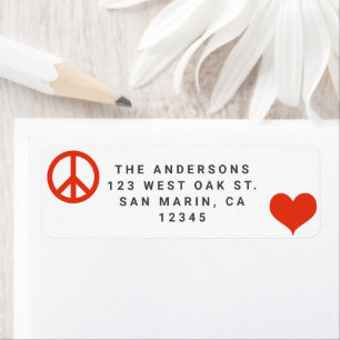 Etiqueta Modern Peace Love Christmas Return Address