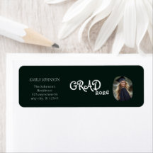 Modern Photo Graduation Party Return Address Label